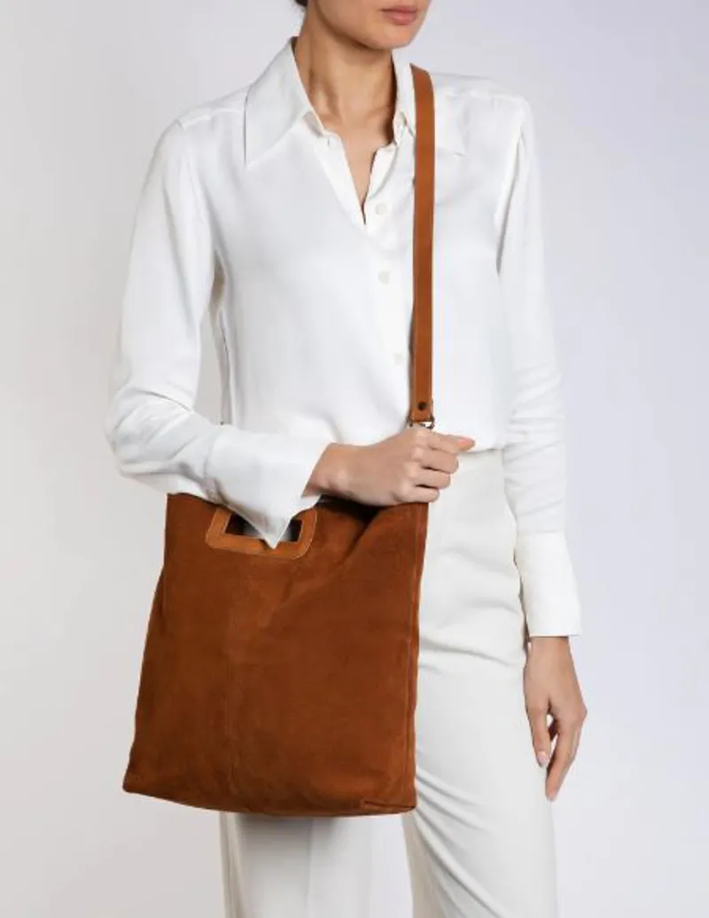 Penelope Chilvers Postbox Suede Tote - Chestnut-2